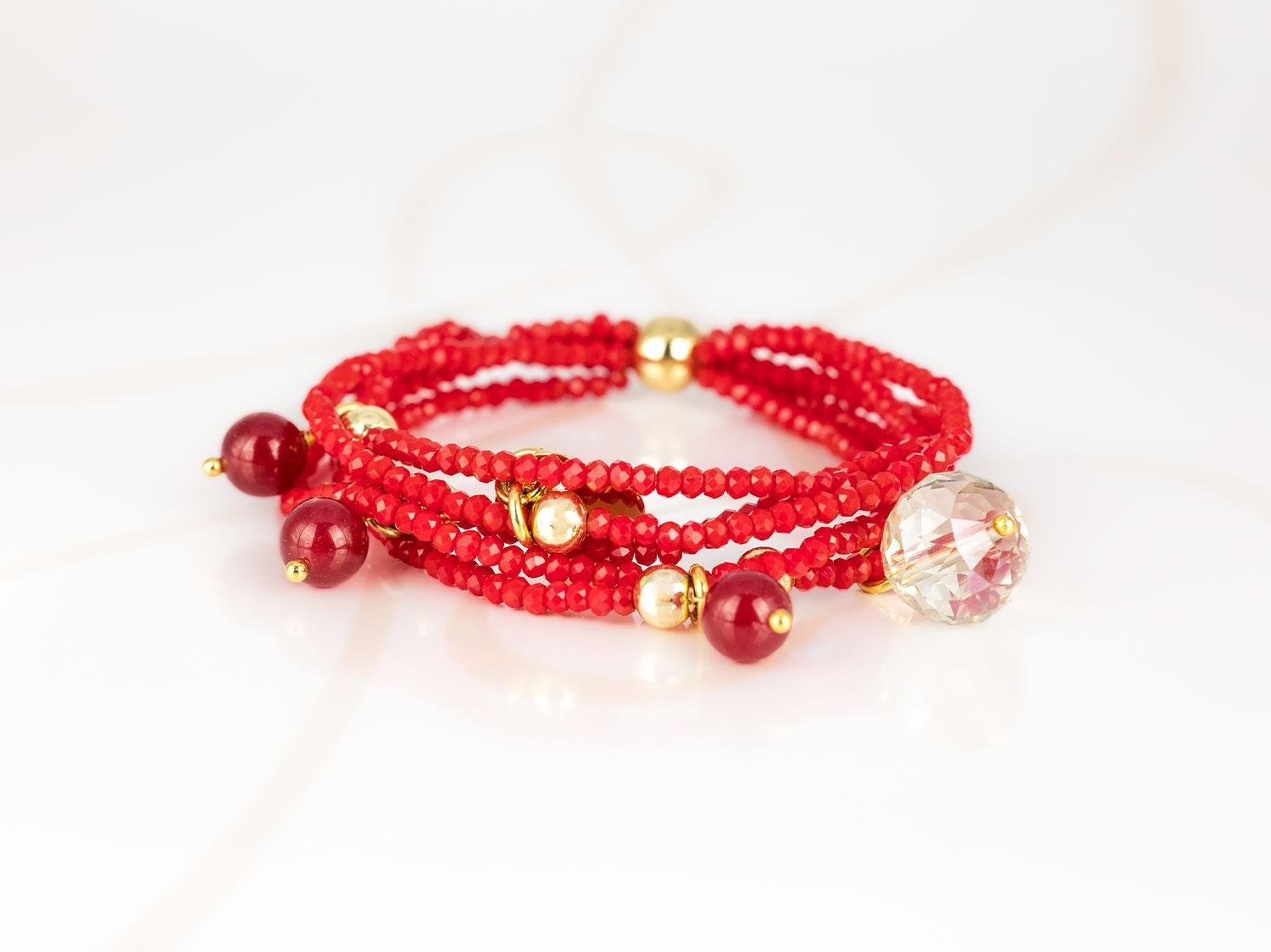PULSERA CON DIJE ORO LAMINADO PIEDRA CORAZON CRISTAL