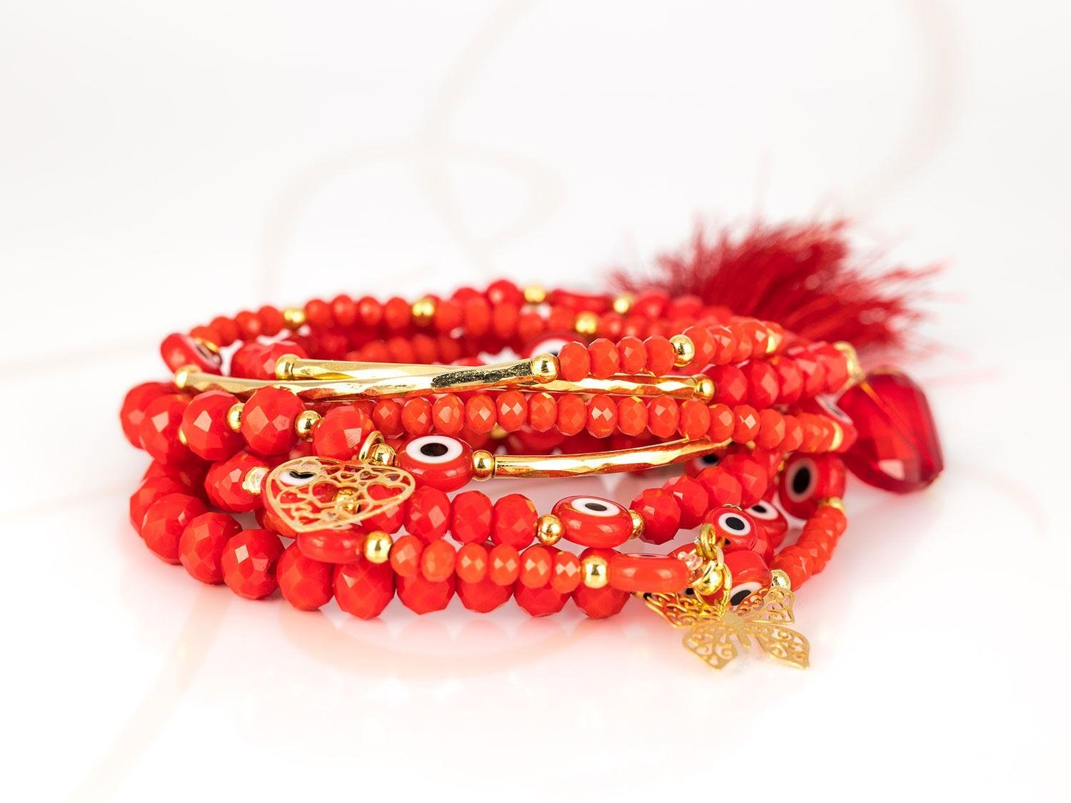 PULSERA CON DIJE ORO LAMINADO TUBO POMPON CRISTAL
