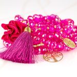 PULSERA CON DIJE ORO LAMINADO FLOR POMPON CRISTAL