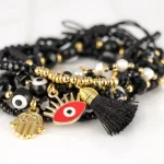 PULSERA CON DIJE ORO LAMINADO CRISTAL SUERTE MIYUKI