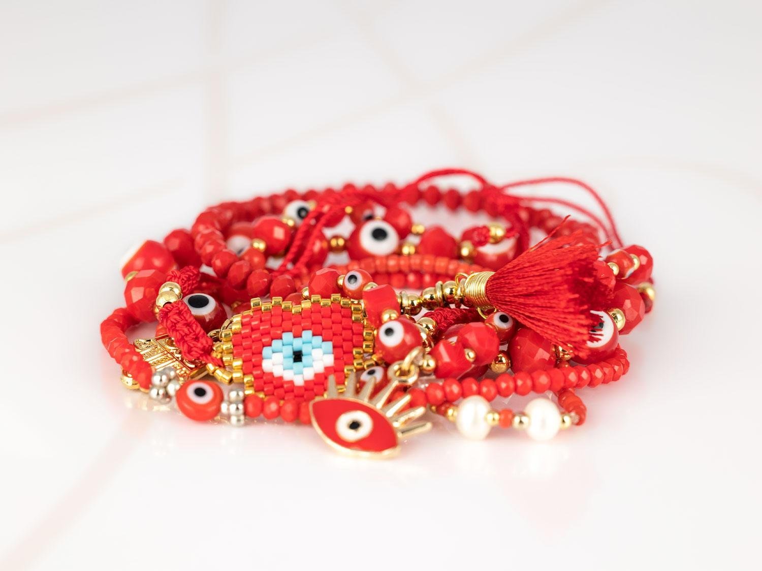 PULSERA CON DIJE ORO LAMINADO CRISTAL SUERTE MIYUKI