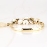 PULSERA CON DIJE ORO LAMINADO PANDORA BOLAS PERLA