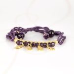 PULSERA CON DIJE ORO LAMINADO BARRA CORDONES PIEDRA