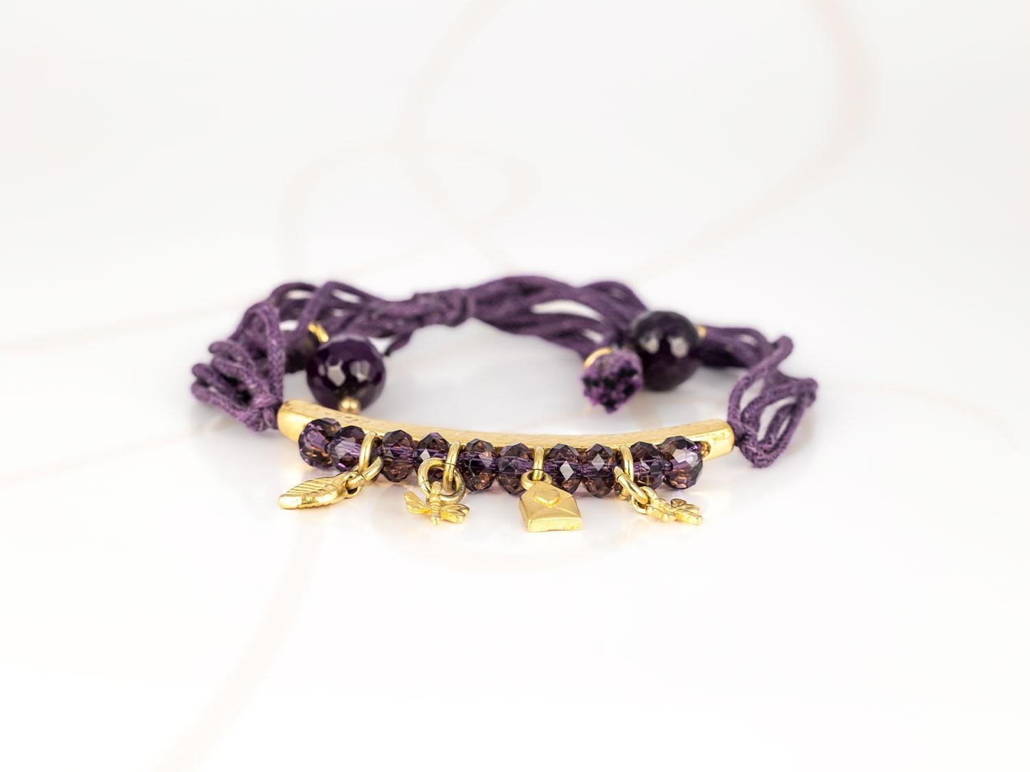 PULSERA CON DIJE ORO LAMINADO BARRA CORDONES PIEDRA