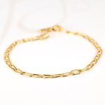 PULSERA SIN DIJE ORO LAMINADO DIAMANTADA CADENA