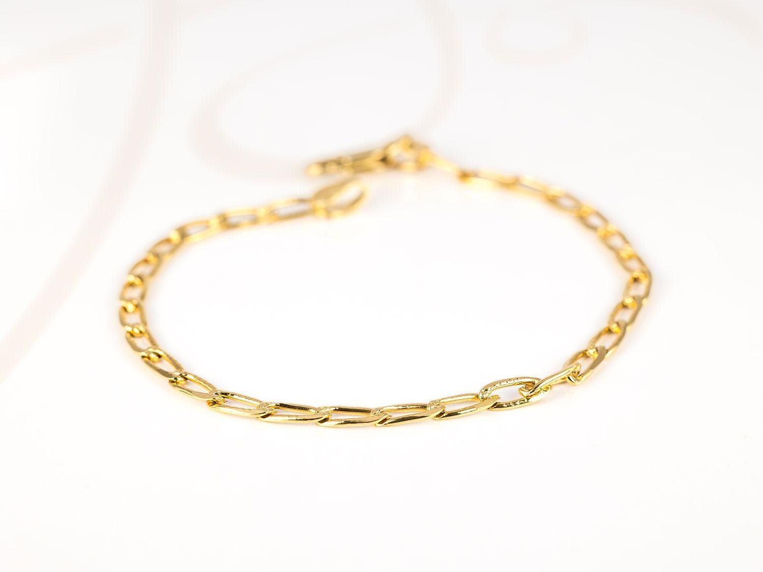 PULSERA SIN DIJE ORO LAMINADO DIAMANTADA CADENA