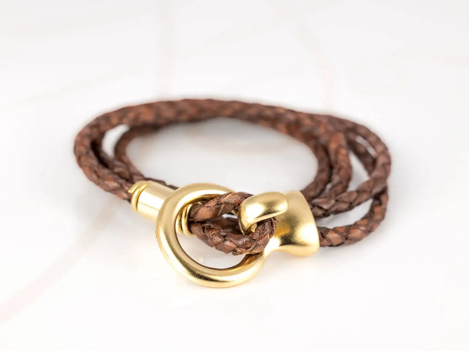 PULSERA SIN DIJE ORO LAMINADO BROCHE GANCHO PIEL