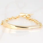 PULSERA SIN DIJE ORO LAMINADO CADENA PLACA LISO