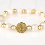 PULSERA SIN DIJE ORO LAMINADO SAN BENITO PERLA