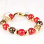 PULSERA SIN DIJE ORO LAMINADO HILO BOLAS PIEDRA