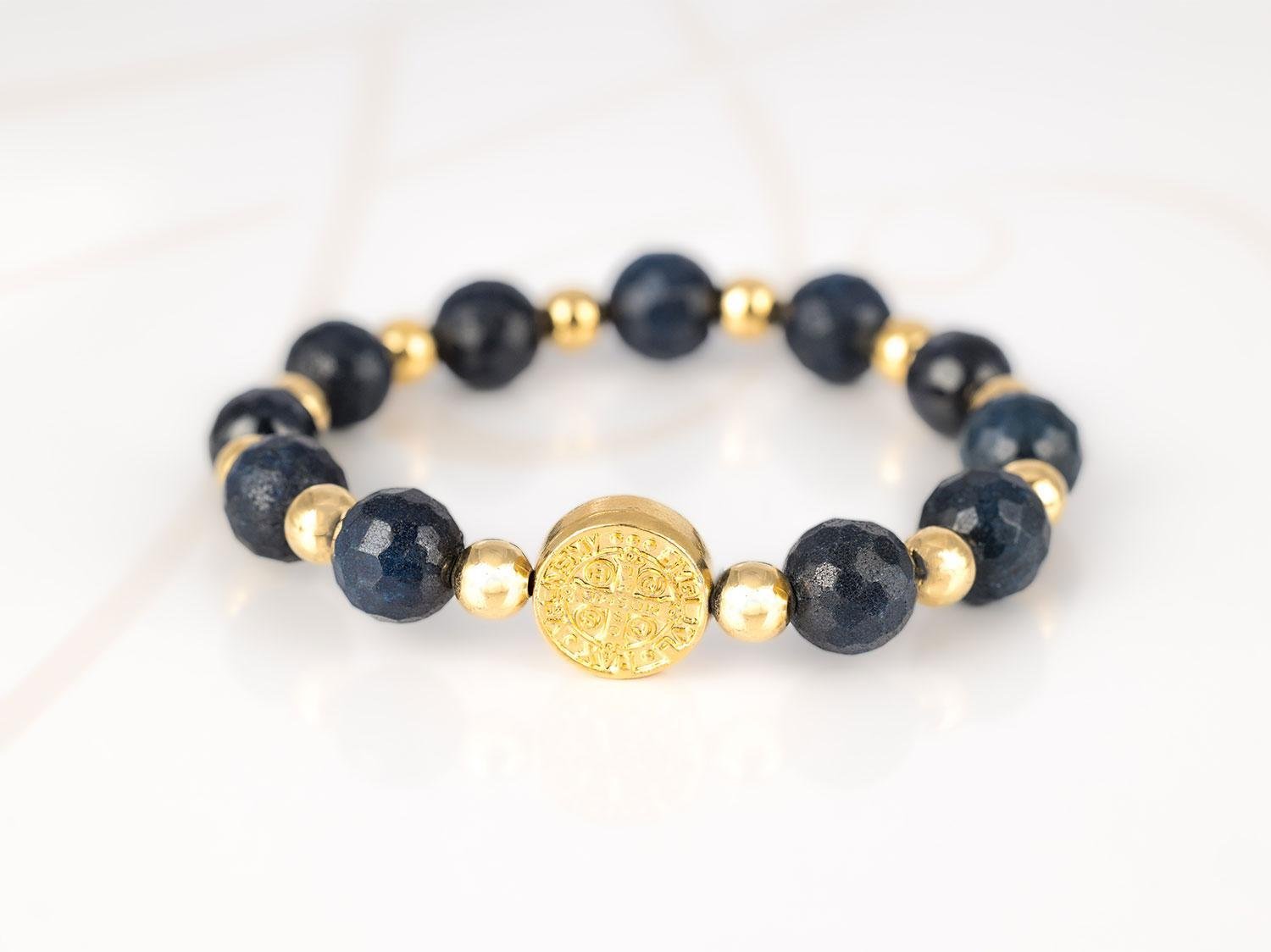 PULSERA SIN DIJE ORO LAMINADO SAN BENITO PIEDRA