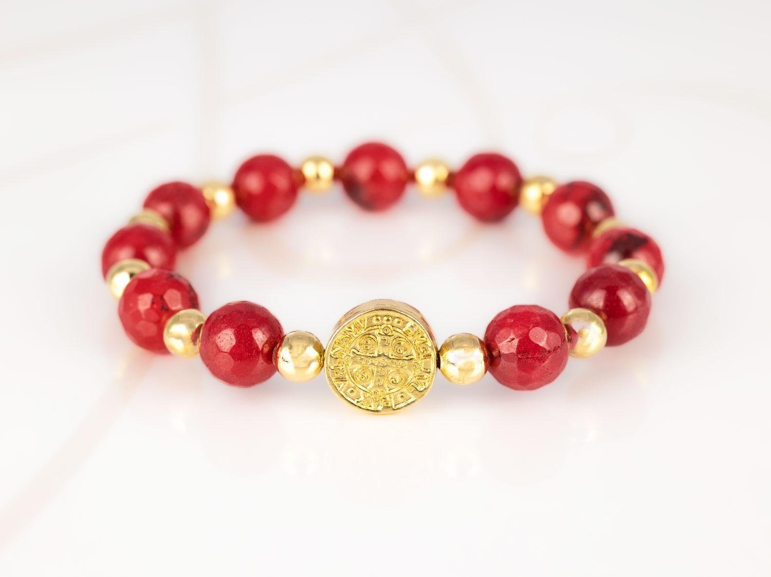 PULSERA SIN DIJE ORO LAMINADO SAN BENITO PIEDRA