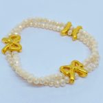 PULSERA SIN DIJE ORO LAMINADO HILOS MONOS PIEDRA