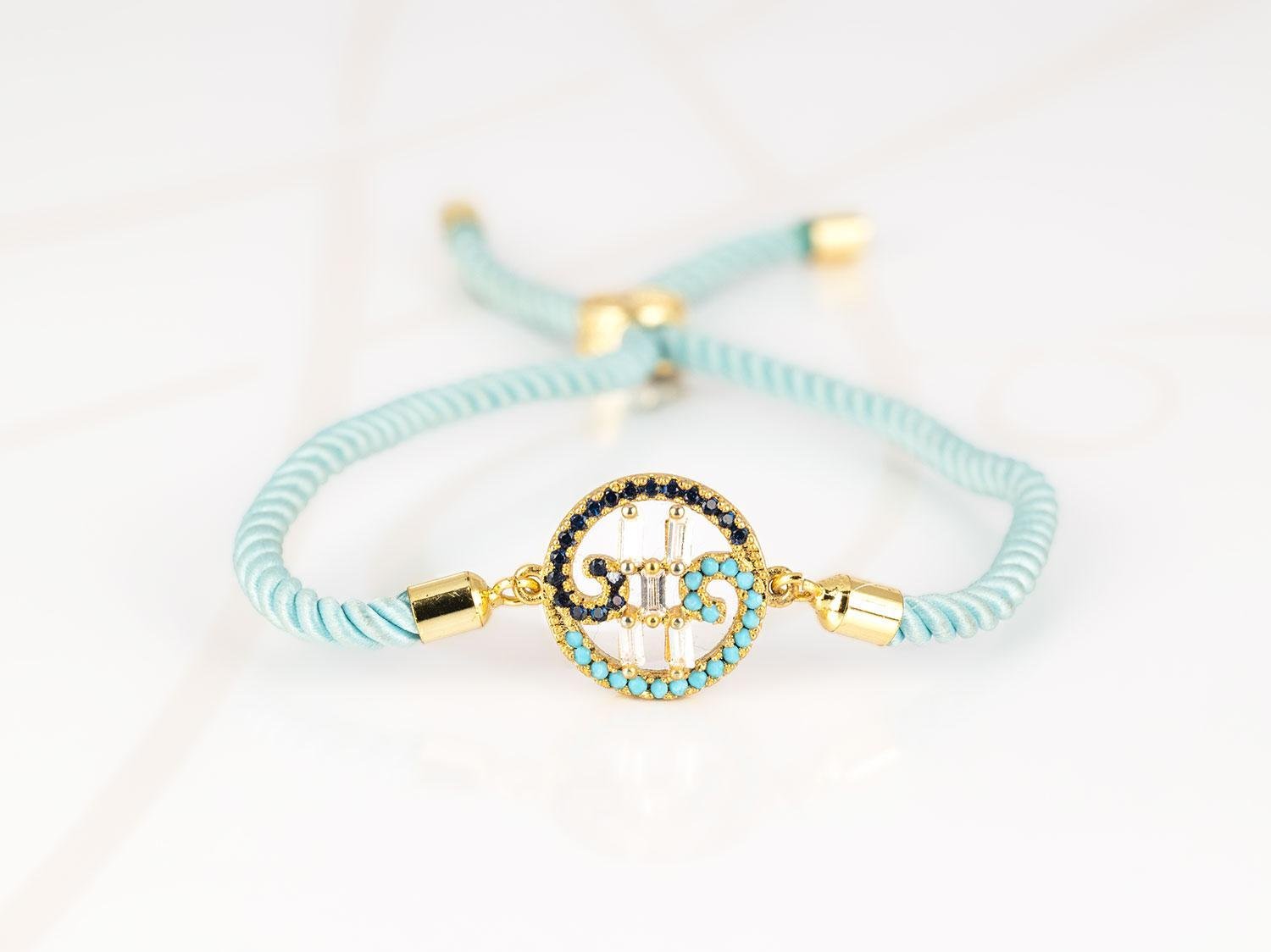 PULSERA SIN DIJE ORO LAMINADO CIRCULO CORDON ZIRCONIA