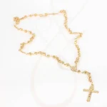 ROSARIO ORO LAMINADO ROMBOS BROCHE DIAMANTADO