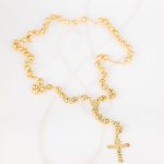 ROSARIO ORO LAMINADO ROMBOS ESTRELLA DIAMANTADO