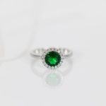 ANILLO PLATA RODIZADA CIRCULAR ESMERALDA VERDE FUERTE