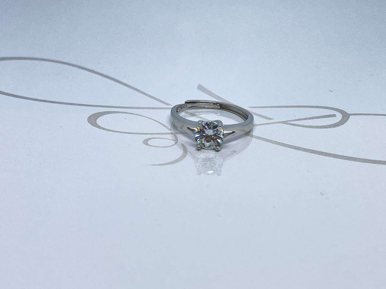 ANILLO PLATA RODIZADA MOISSANITE AJUSTABLE