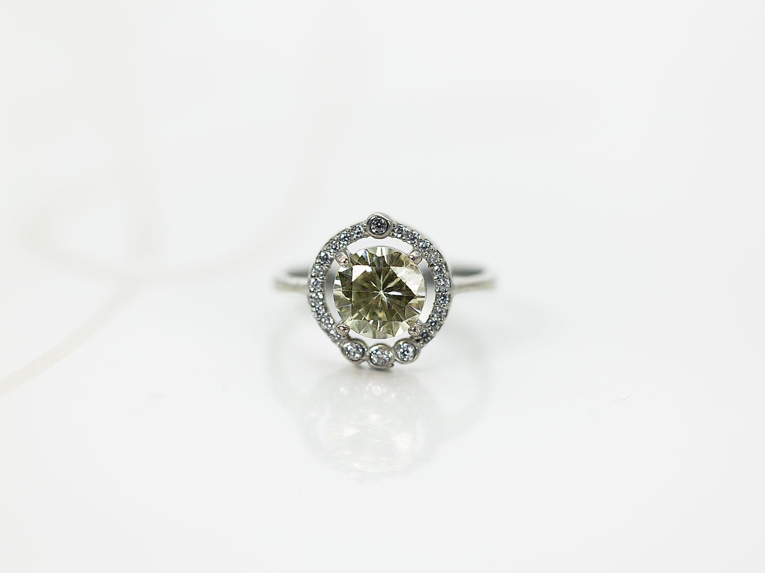 ANILLO PLATA RODIZADA TOPACIO AMARILLO DOBLE CIRCULO