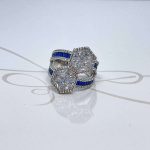 ANILLO PLATA RODIZADA DOBLE BANDA ZAFIRO CON TOPACIO