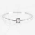 PULSERA PLATA RODIZADA RECTANGULAR HALO TOPACIO BLANCO