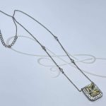 COLLAR CON DIJE PLATA RODIZADA RECTANGULAR CON HALO