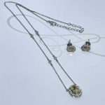 JUEGO PLATA RODIZADA OVALO CON HALO CITRINO