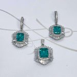 JUEGO PLATA RODIZADA TOURMALINA Y TOPACIO BAGUETE