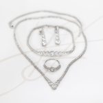 JUEGO PLATA RODIZADA SET COMPLETO CIRCULOS ASIMETRICOS TOPACIO BLANCO