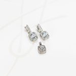 JUEGO PLATA RODIZADA CIRCULO CUADRO TOPACIO BLANCO