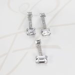 JUEGO PLATA RODIZADA PENDULO RECTANGULAR TOPACIO BLANCO