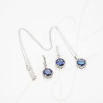 JUEGO PLATA RODIZADA GANCHO CIRCULO CON CADENA TOPACIO MISTICO