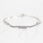 PULSERA PLATA RODIZADA TRIPLE CUADRO TOPACIO BLANCO