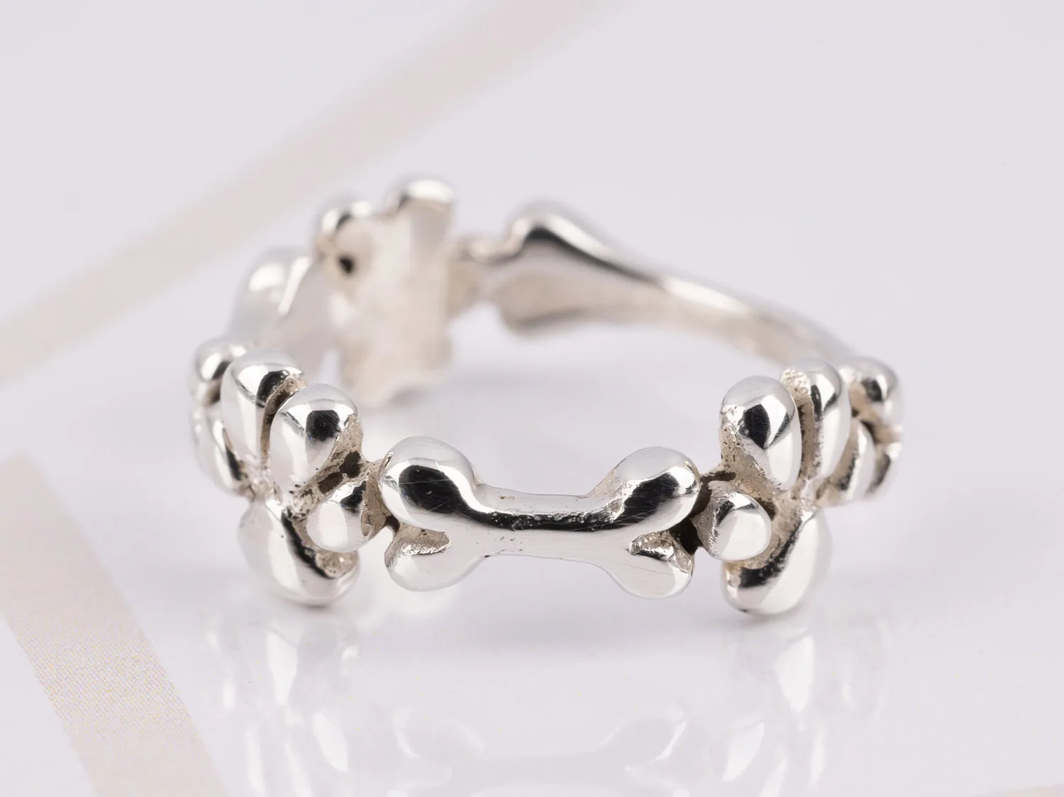ANILLO PLATA HUELLA Y HUESO ELECTROFORMADO