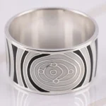 ANILLO PLATA CIRCULO ZEBRA ESMALTADO