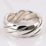 ANILLO PLATA ARGOLLA DIAGONALES LISO