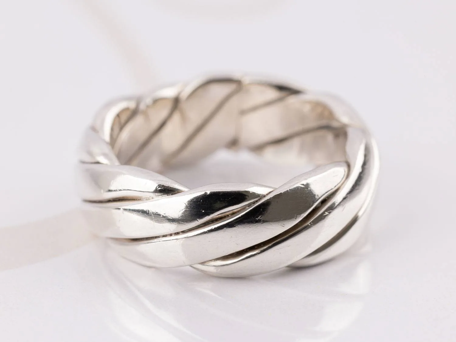 ANILLO PLATA ARGOLLA DIAGONALES LISO