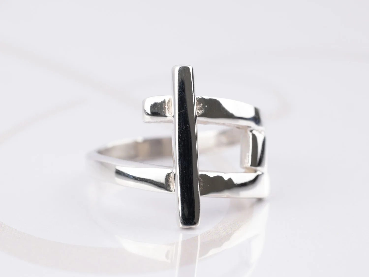 ANILLO PLATA CUADRO BROCHE LISO