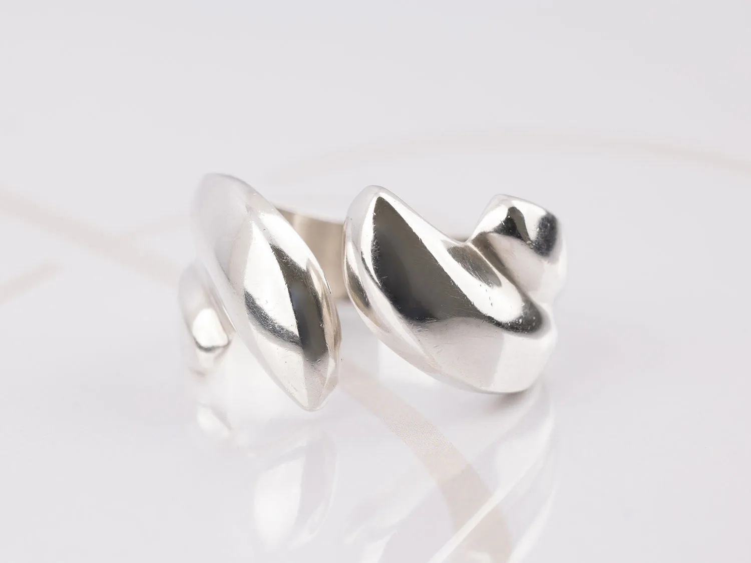 ANILLO PLATA HOJAS ANCHAS LISO