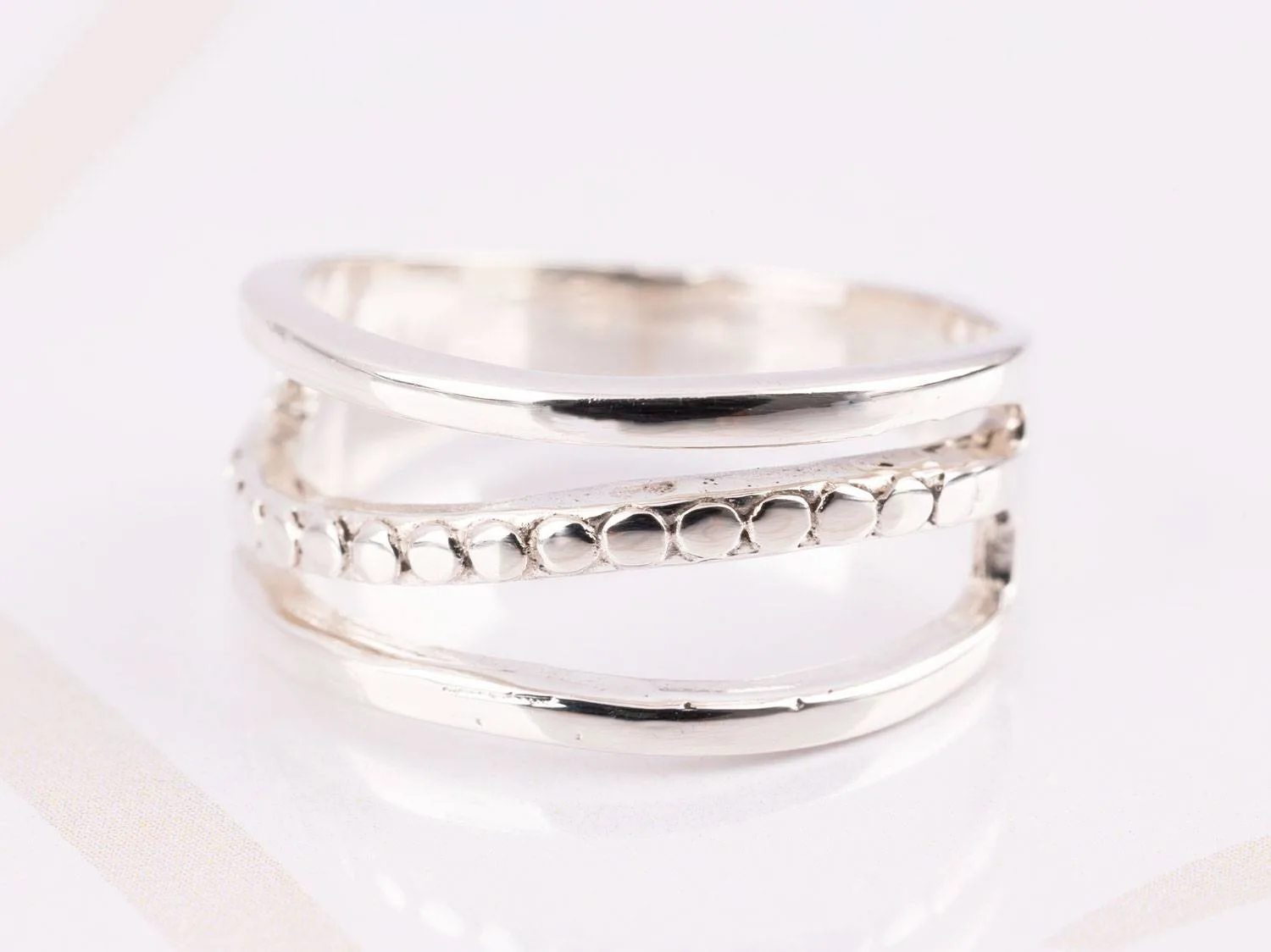ANILLO PLATA TRIPLE LINEA LISO