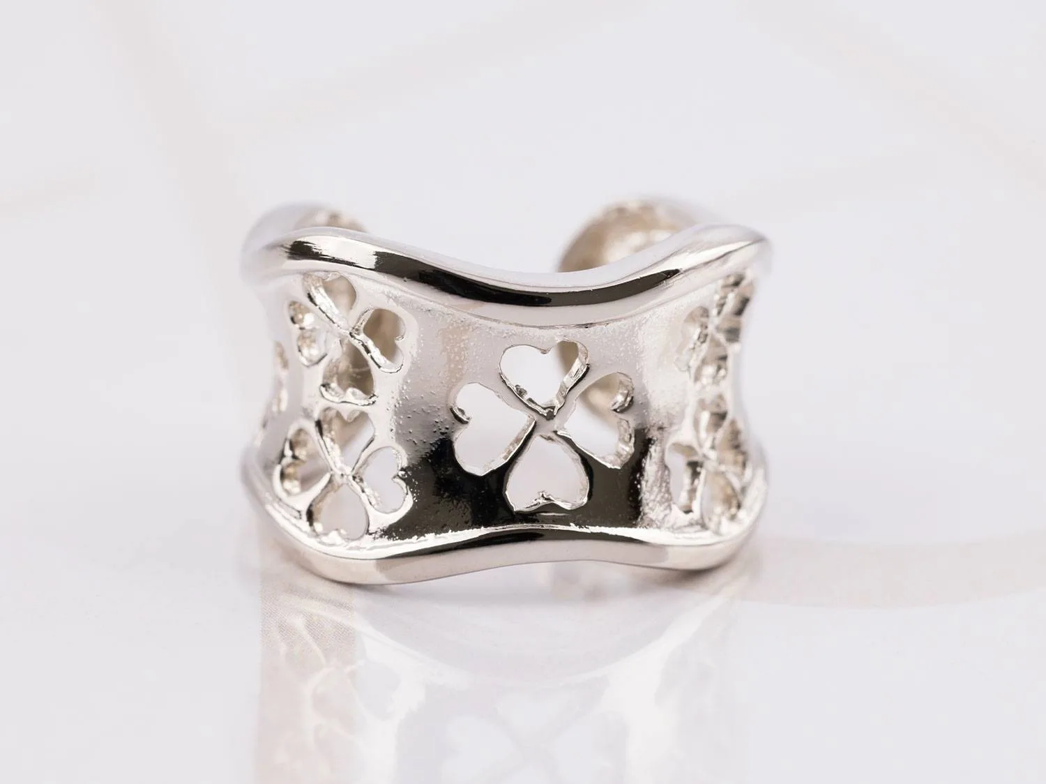 ANILLO PLATA TREBOL LISO