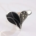 ANILLO PLATA CORAZON NEGRO MARQUESITA