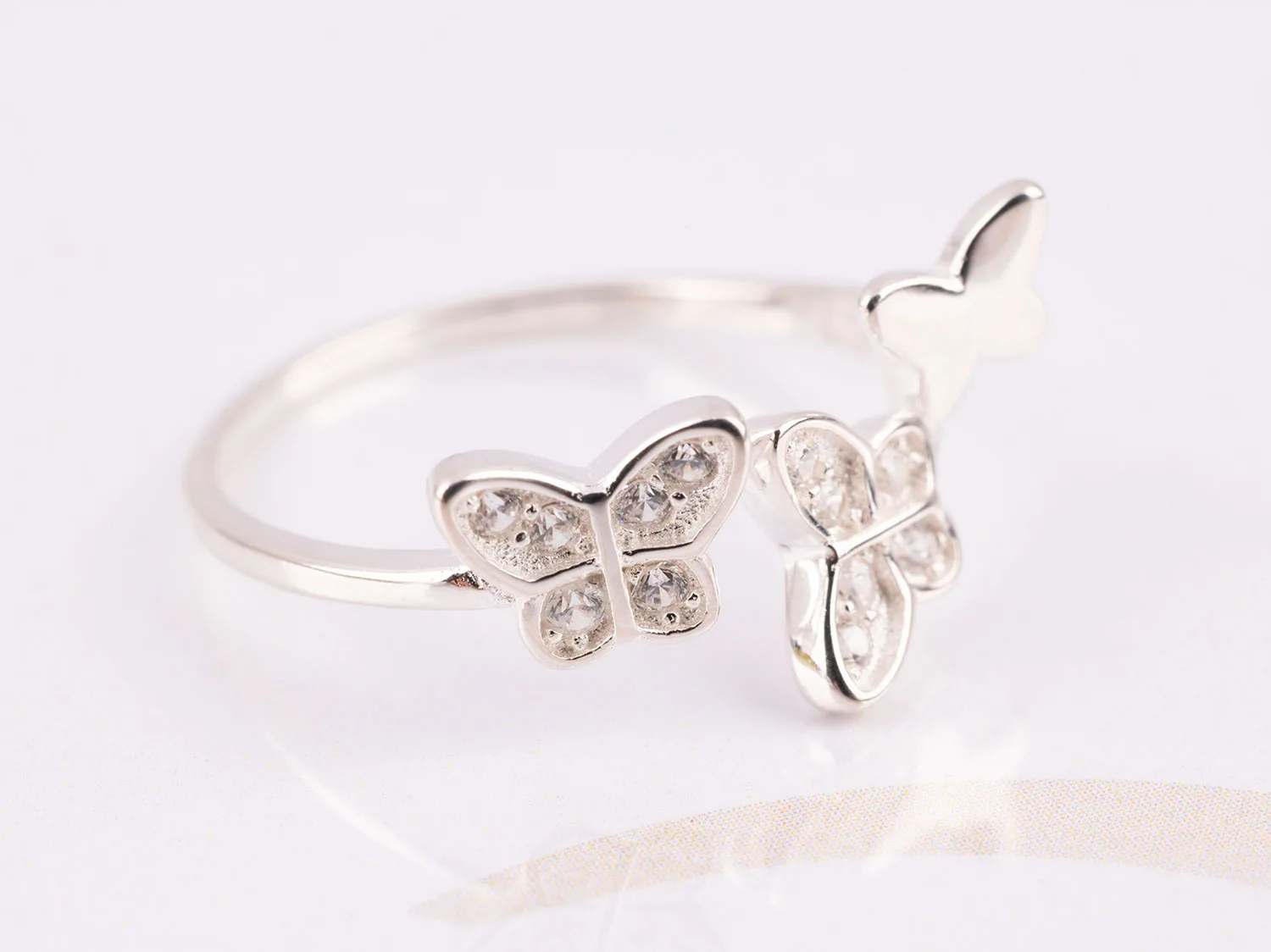 ANILLO PLATA TRIPLE MARIPOSA ZIRCONIA