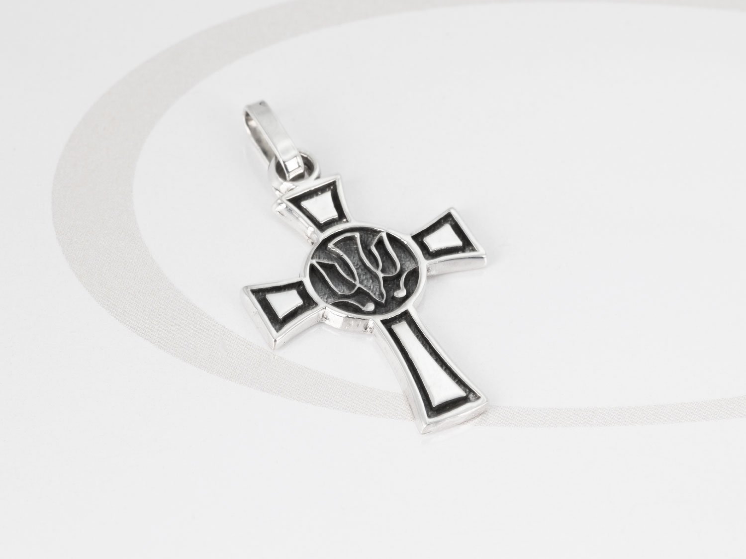 DIJE PLATA CRUZ ESPIRITU SANTO PAVONADO