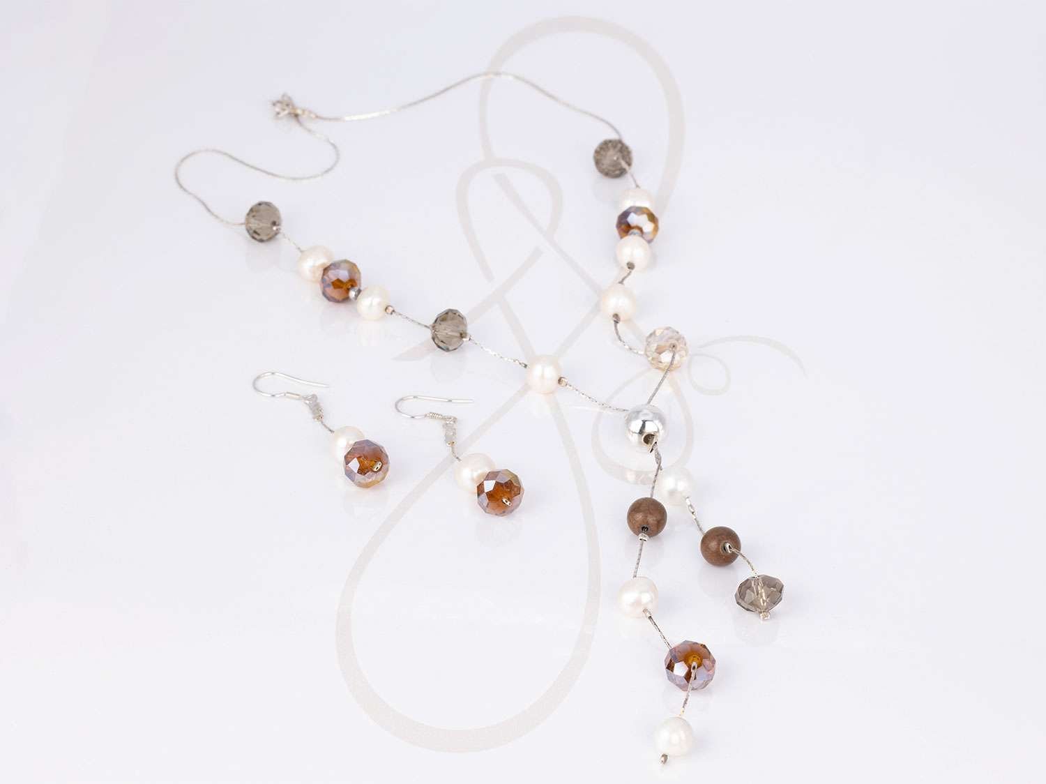 JUEGO PLATA CORBATIN PERLA CRISTAL