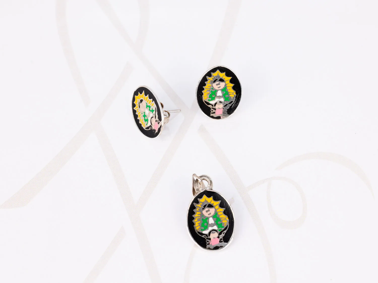 JUEGO PLATA VIRGENCITA DISTROLLER ESMALTADO
