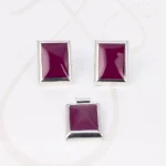 JUEGO PLATA RECTANGULO CORTO ESMALTADO