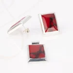 JUEGO PLATA RECTANGULO CORTO ESMALTADO