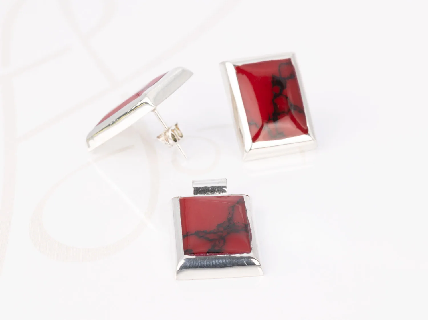 JUEGO PLATA RECTANGULO CORTO ESMALTADO