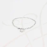 PULSERA CON DIJE PLATA CIRCULO ZIRCONIA CADENA